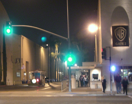 Warner Bros. Studios in Burbank, California Gate 2 at night after a Big Bang Theory taping
